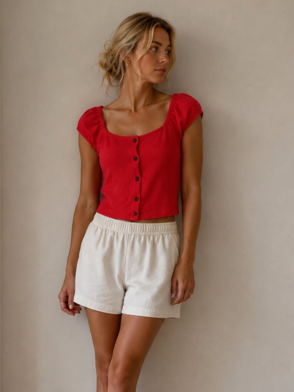 Madewell Texture & Thread Button-Front Top